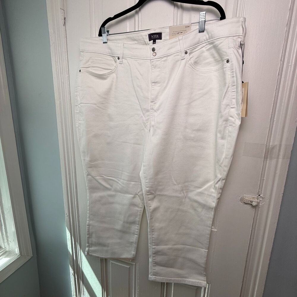 NYDJ Womens Skinny Crop Jeans Side Slits Optic White 22W NWT